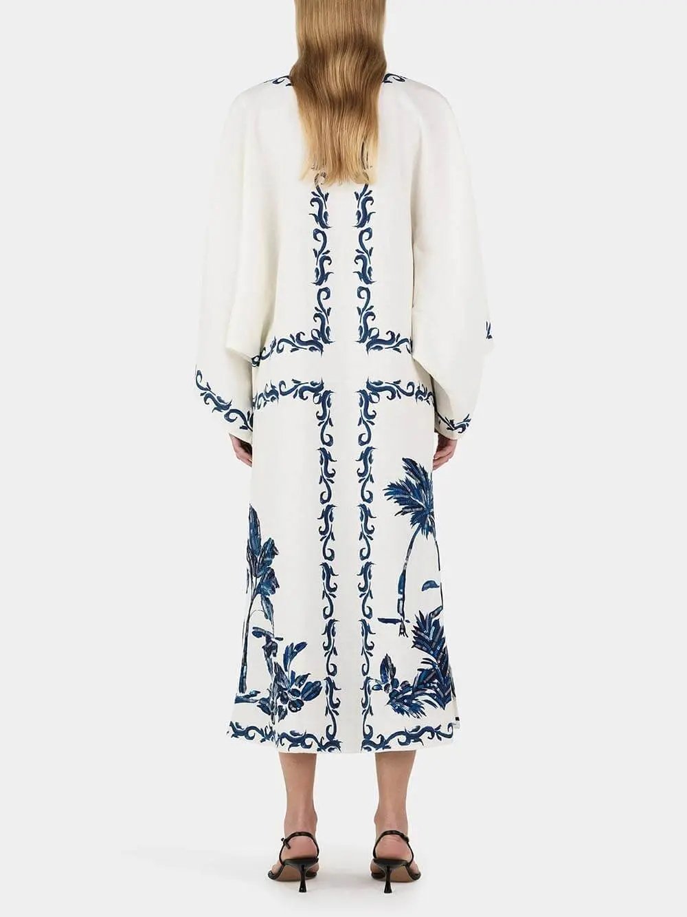 Vintage Hawaiian Print Sequined Oversized Loose Midi Dress Olympus London