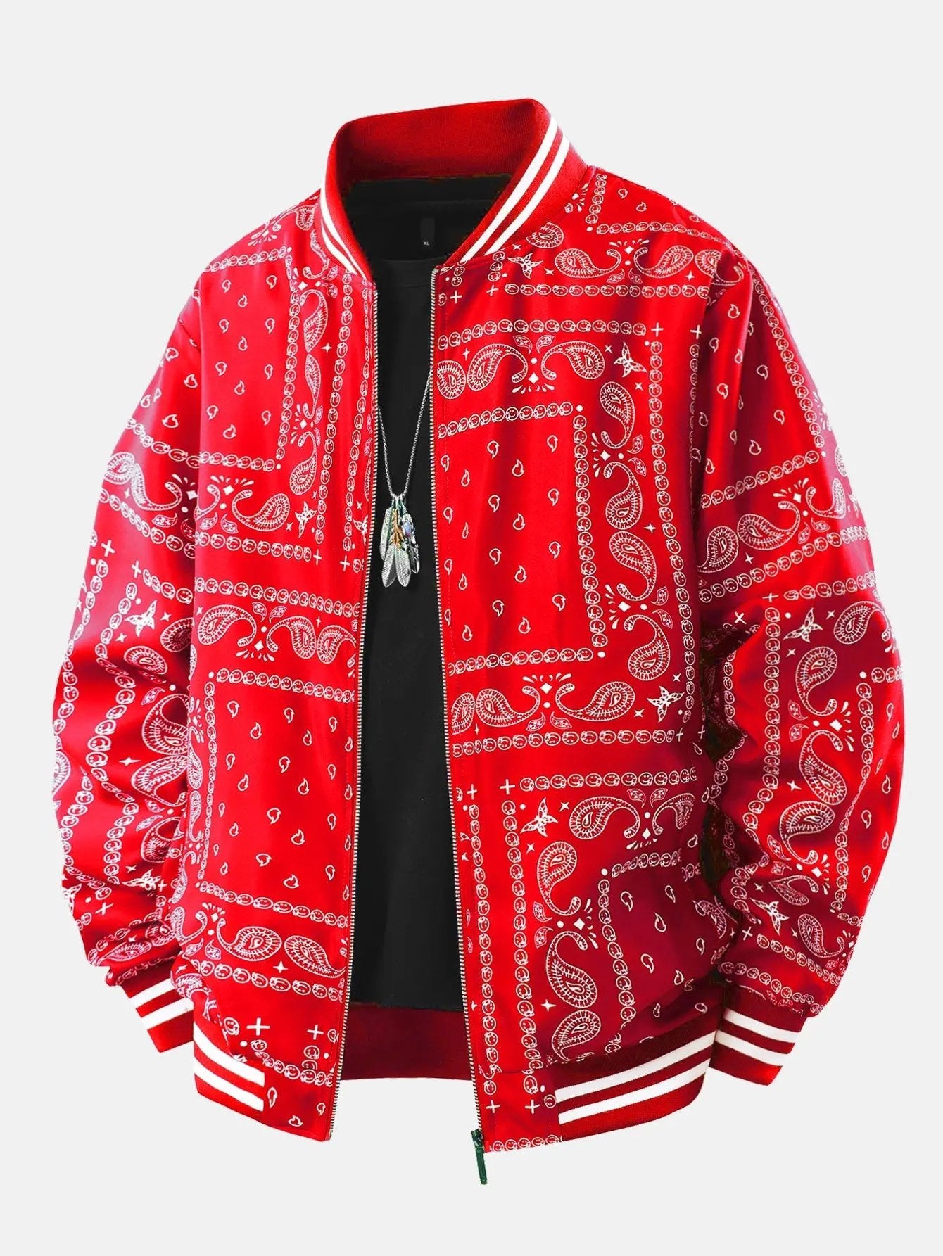 Paisley Print Baseball Jacket LYFZ
