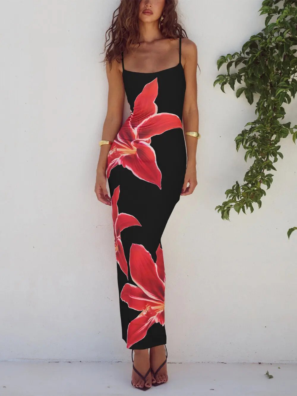 Abstract Unforgettable Floral Print Maxi Dress Olympus London