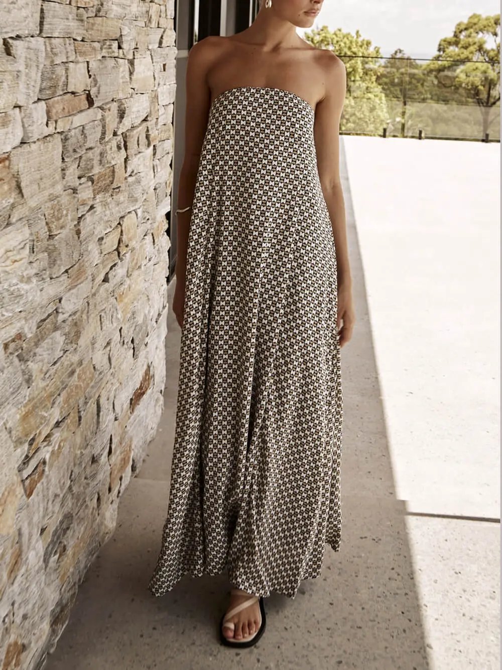 Bohemian Diamond Print Maxi Dress Olympus London