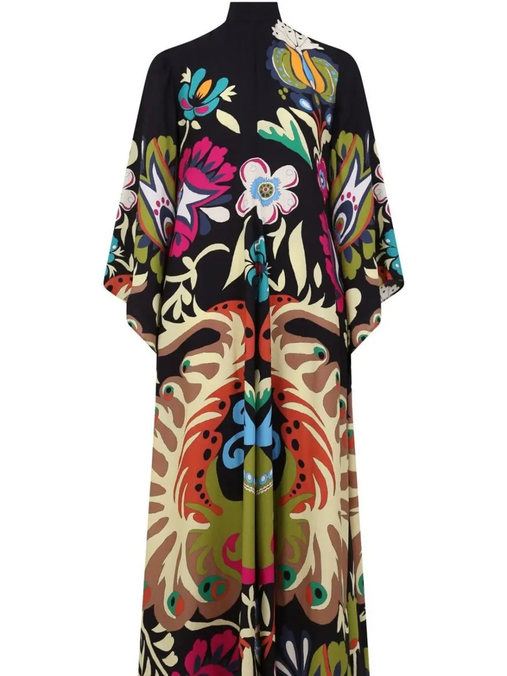 Peacock Printed Maxi Dress Olympus London
