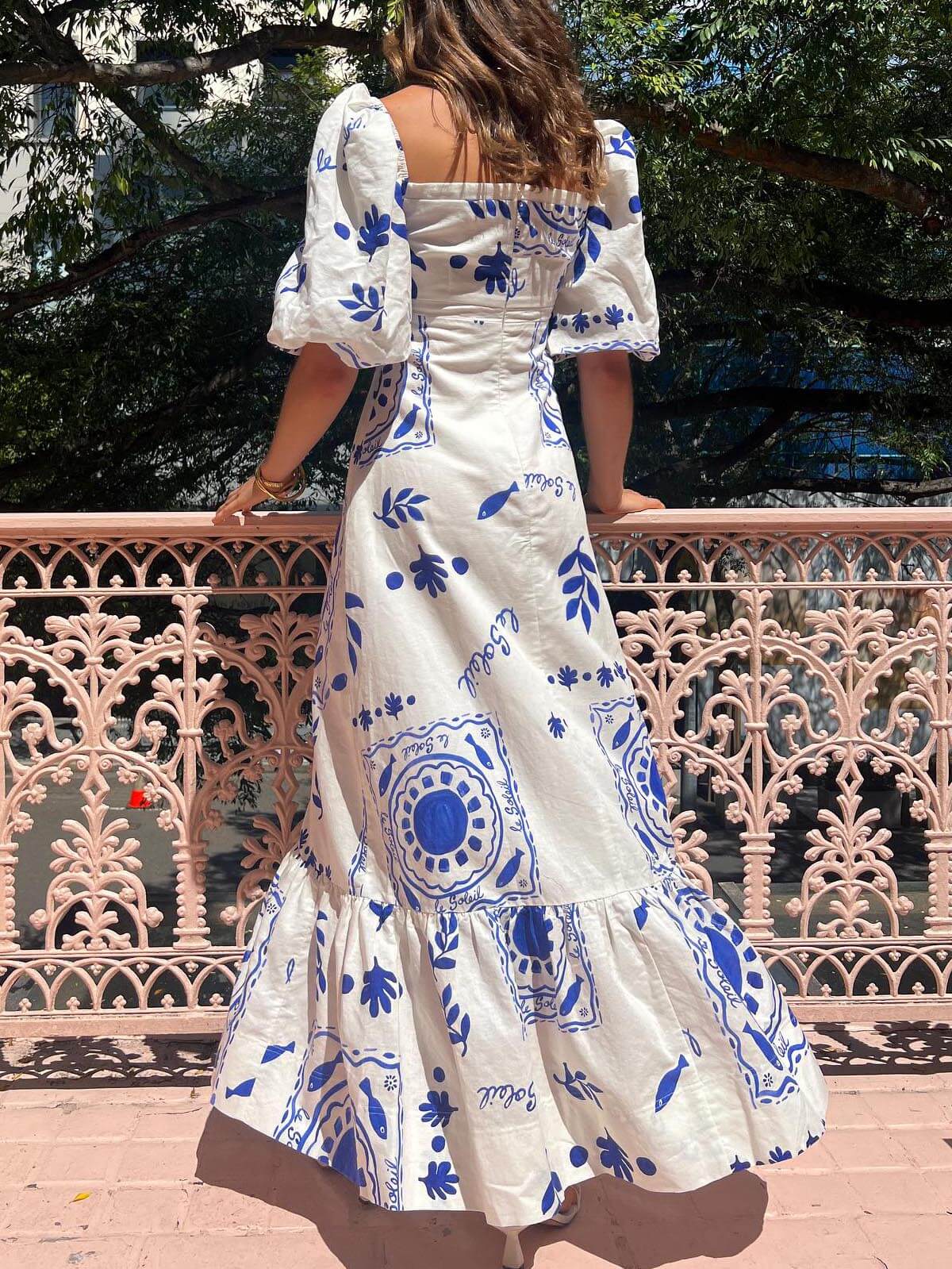 Puff Sleeve Vacation Midi Dress Olympus London