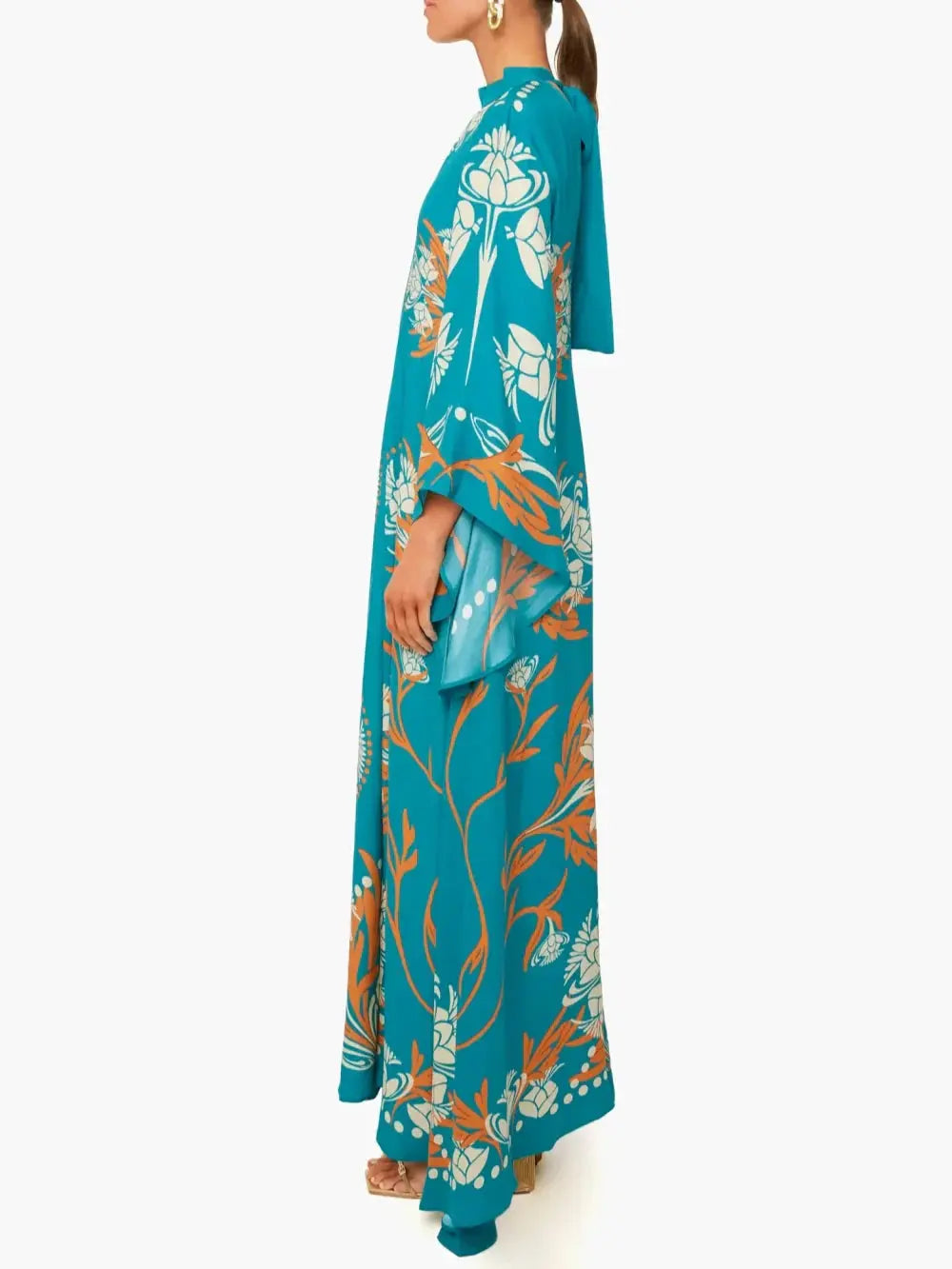 Vintage Stunning Print Maxi Dress Olympus London