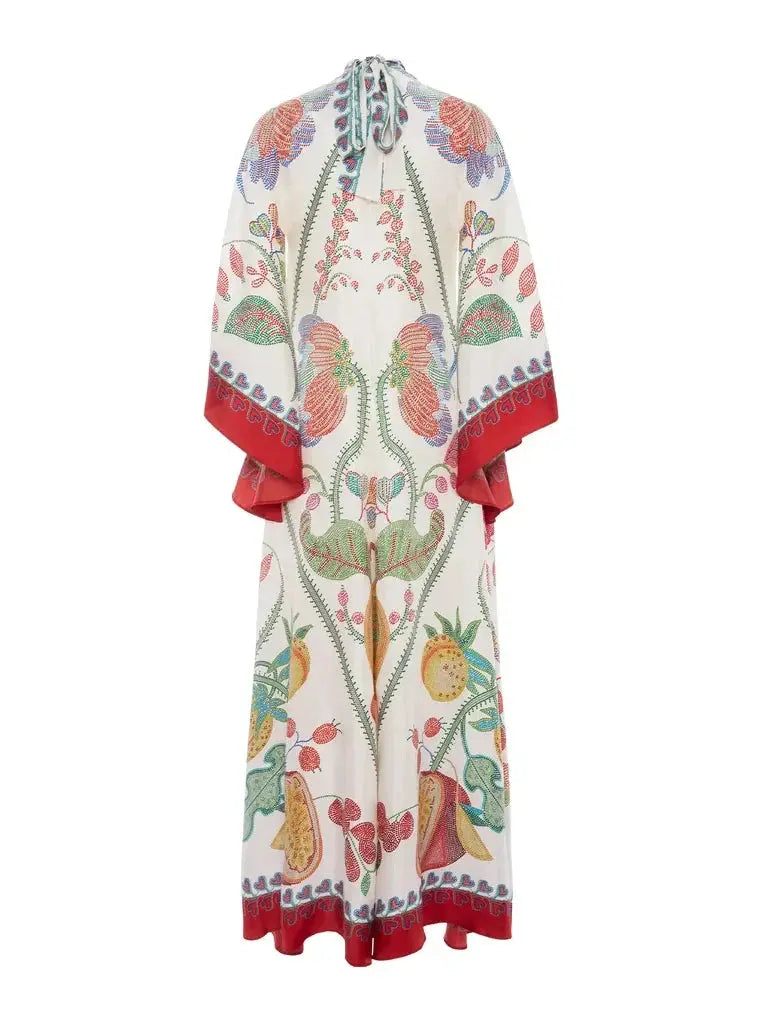 Hand-Placed Ebony Print Maxi Dress Olympus London