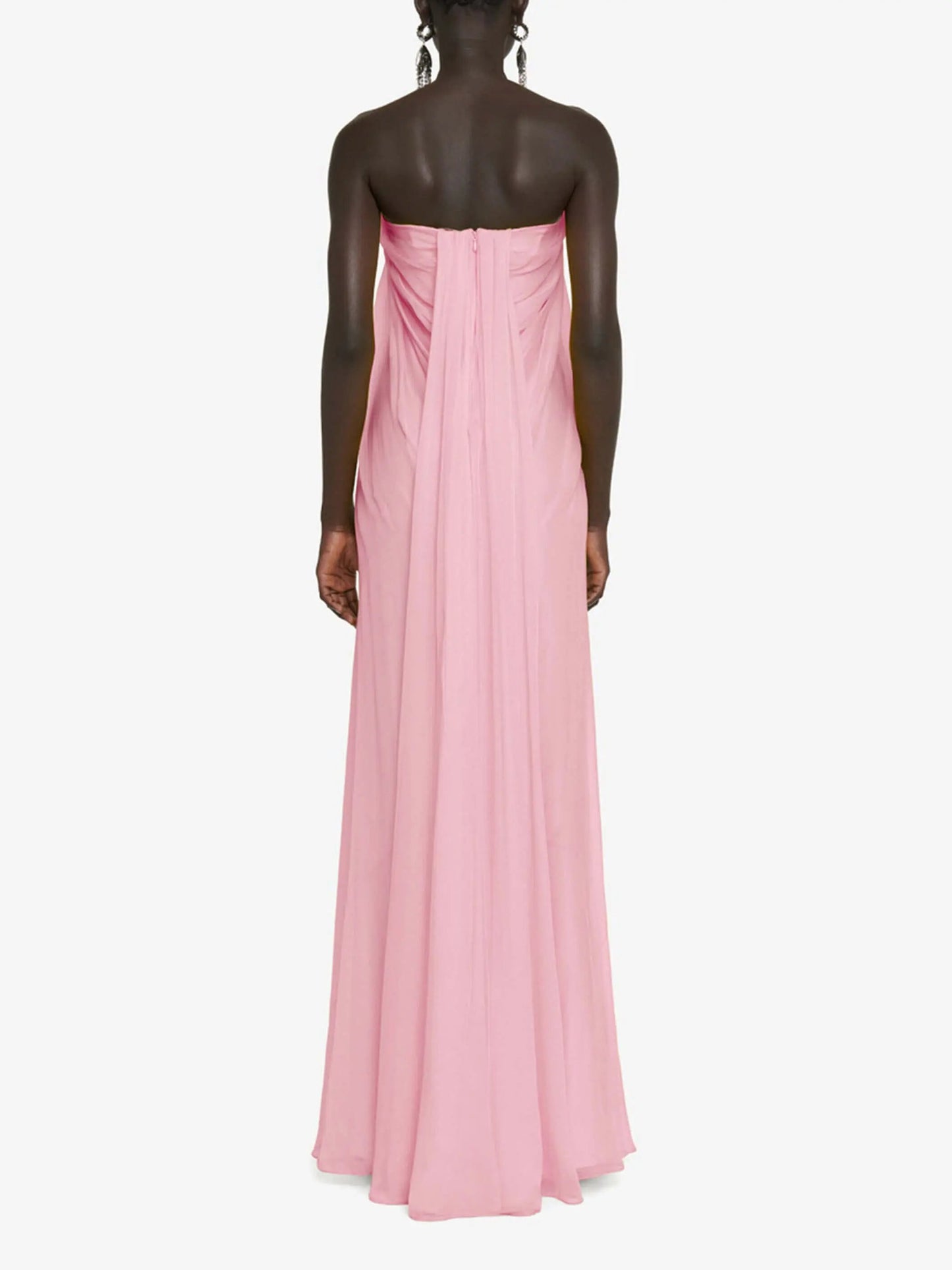 Elegant Strapless A-Line Pleated Maxi Dress Olympus London