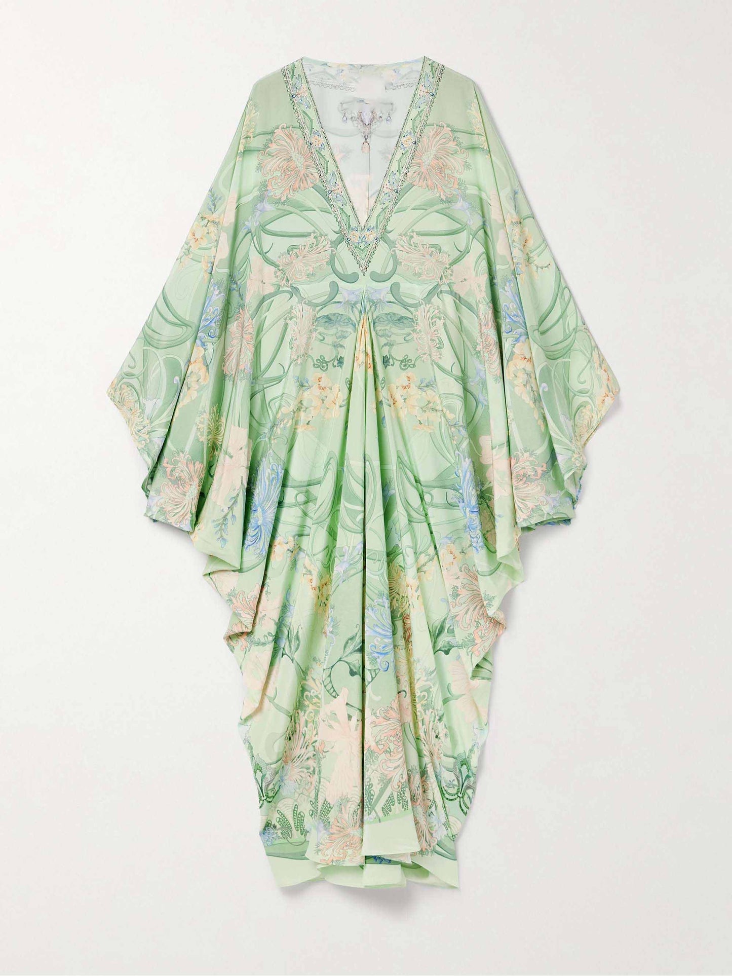 Unique Floral Print V Neck Oversized Midi Dress Olympus London