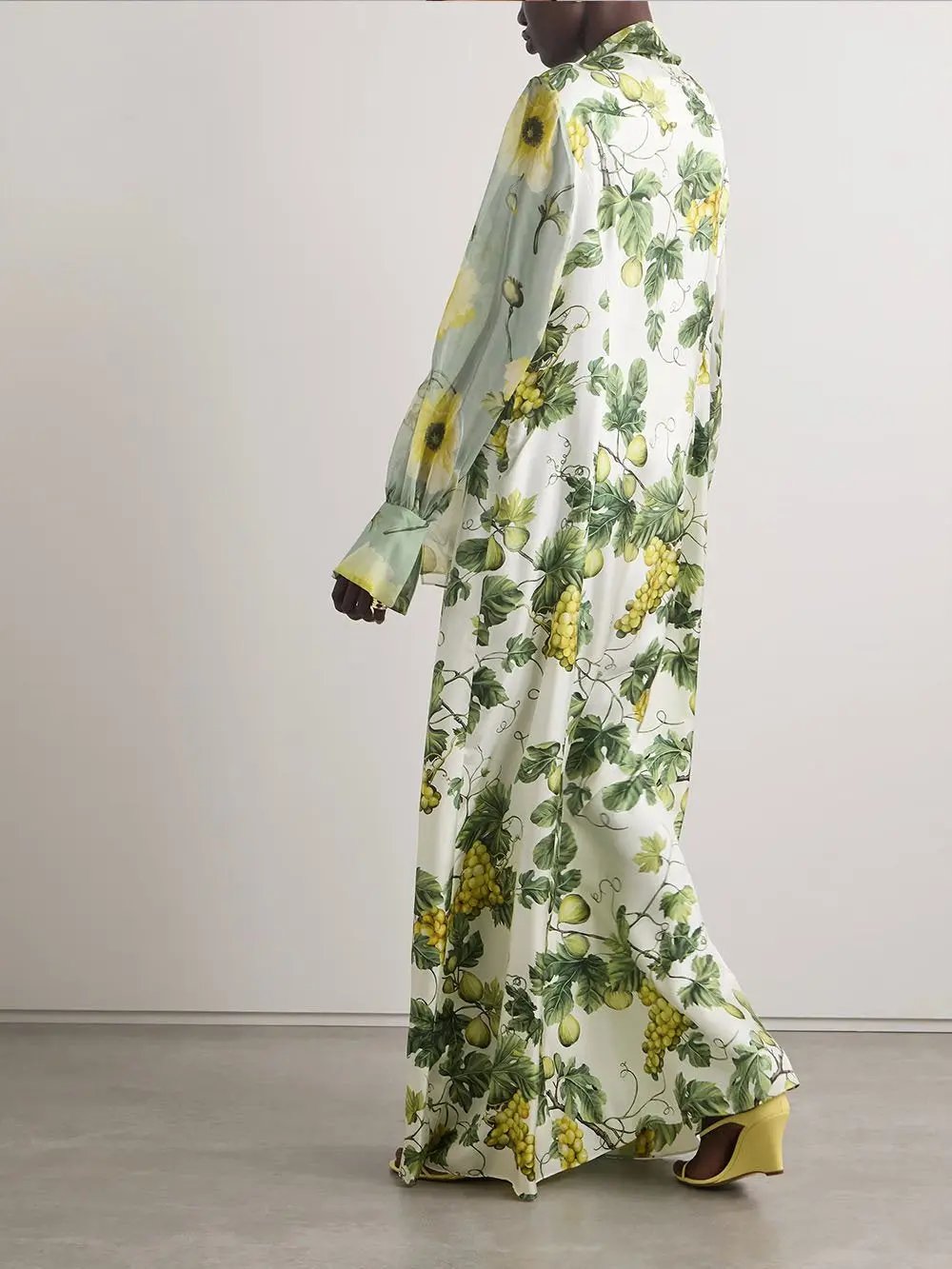 Delicate Floral And Fruit Print Maxi Dress Olympus London