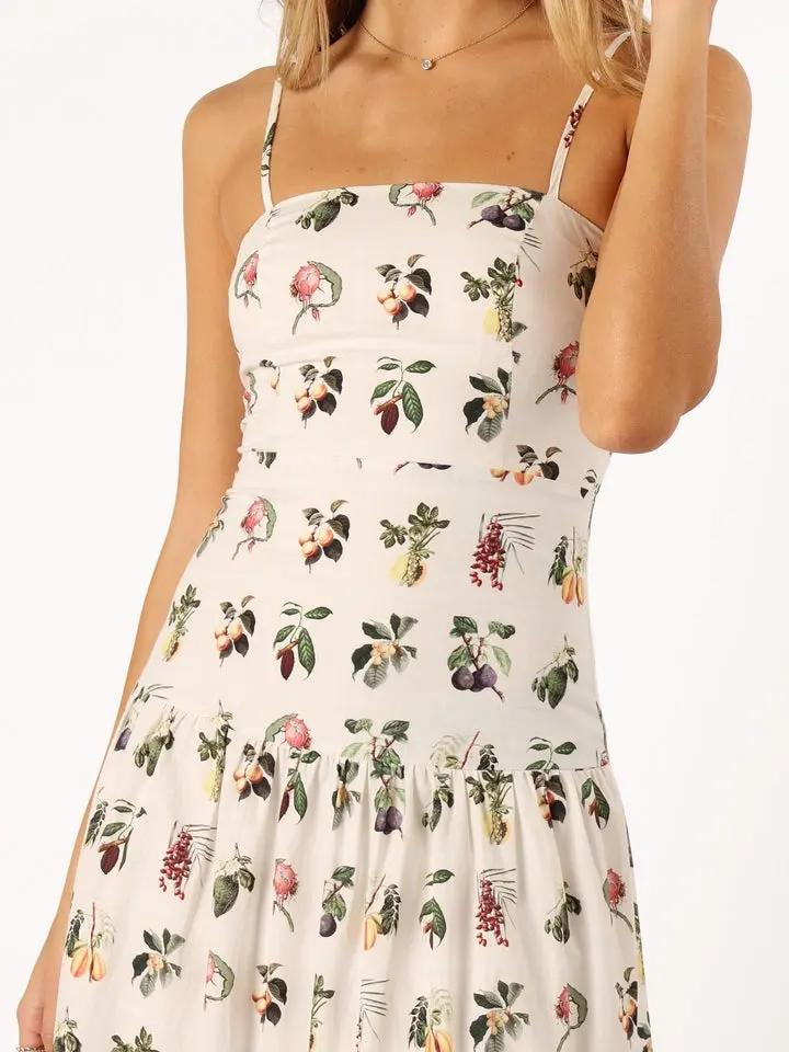 Fruit Floral Midi Dress Olympus London
