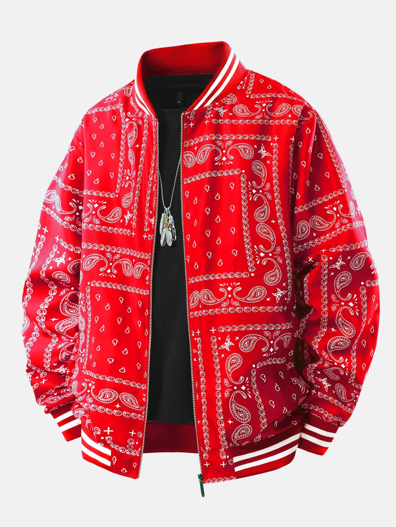 Paisley Print Baseball Jacket