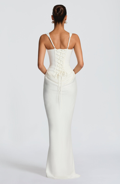 Noire Lace-Back Corset Maxi Dress