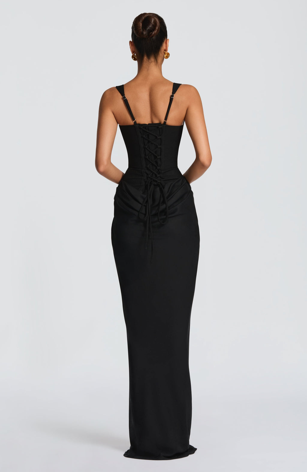 Noire Lace-Back Corset Maxi Dress