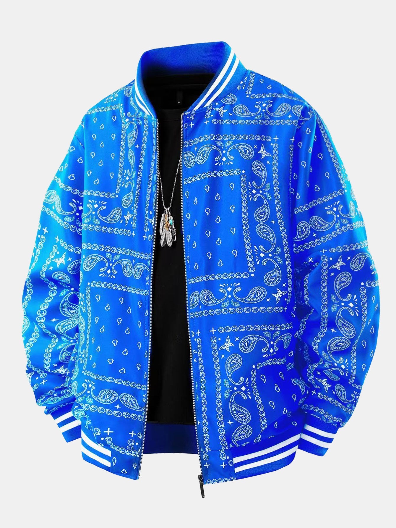 Paisley Print Baseball Jacket