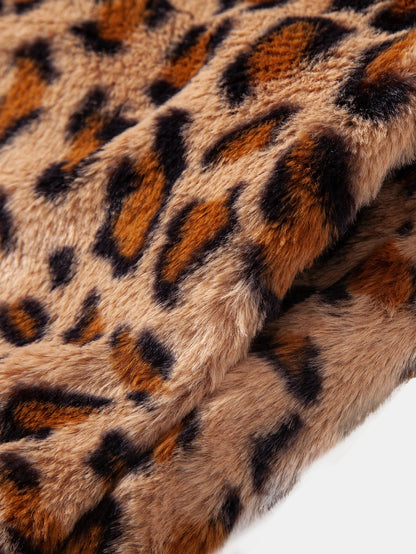 Leona Leopard Zip-Up Faux-Fur Coat