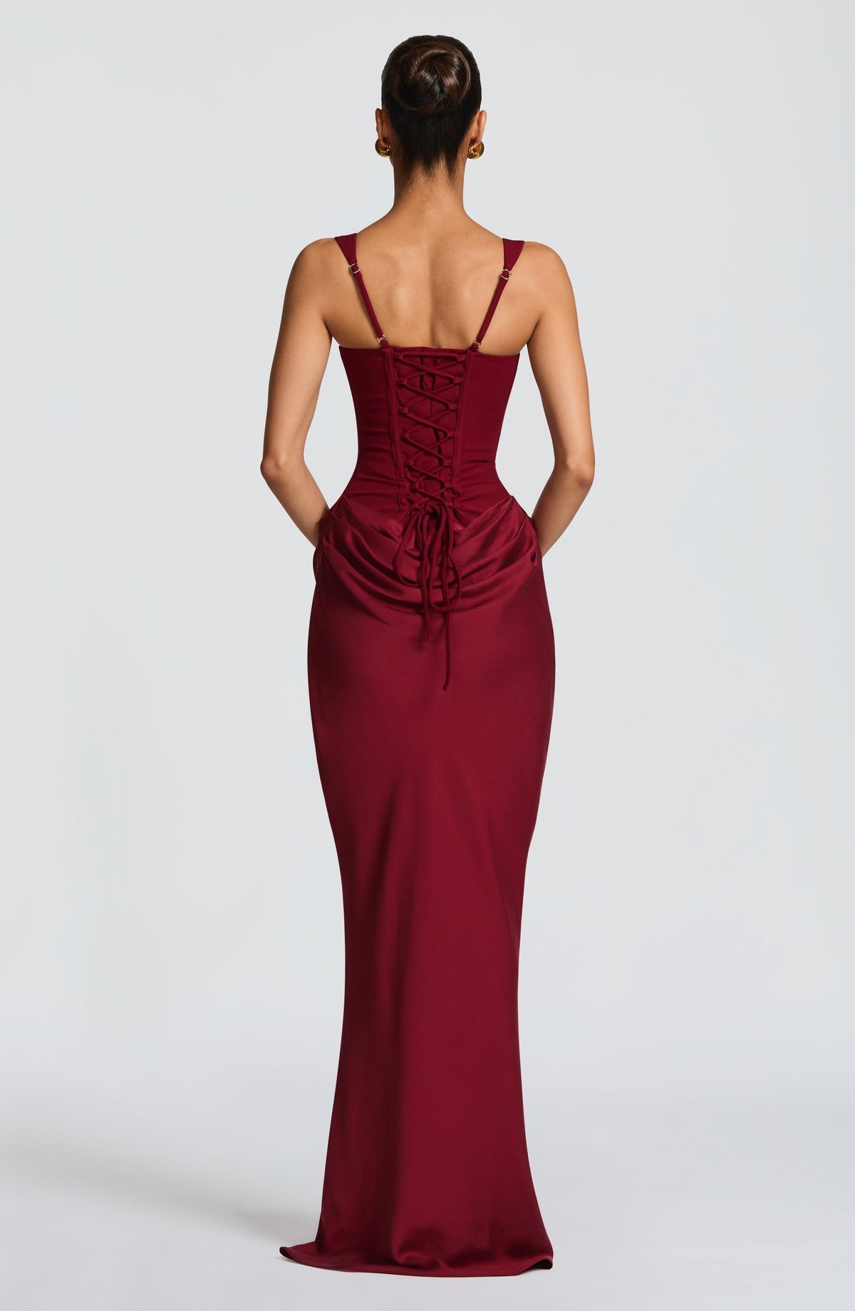 Noire Lace-Back Corset Maxi Dress