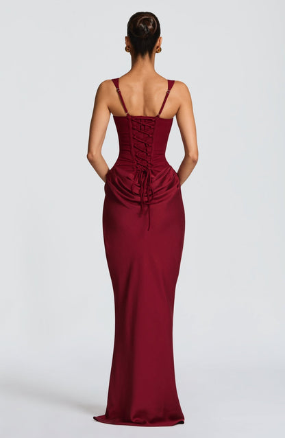 Noire Lace-Back Corset Maxi Dress