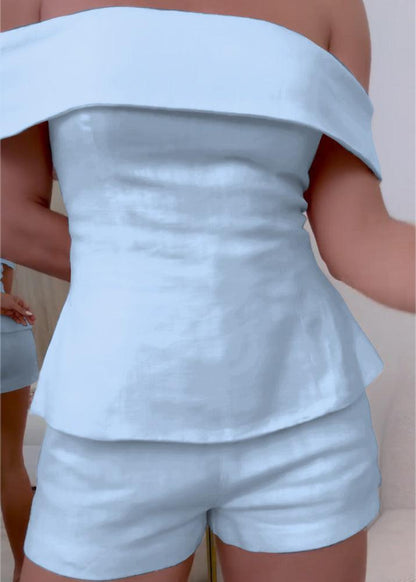 White Cotton and Linen Two-piece Suit